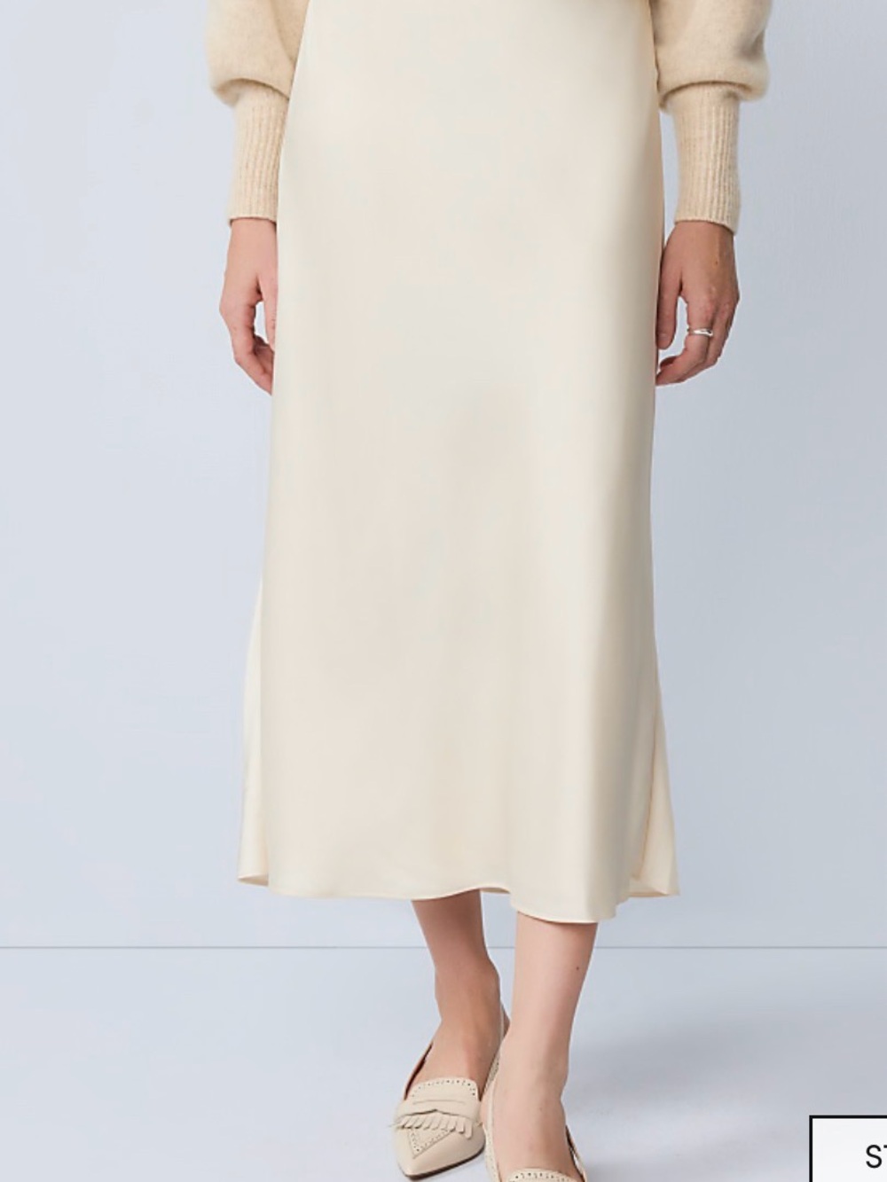 Ann Taylor Satin Midi Slip Skirt